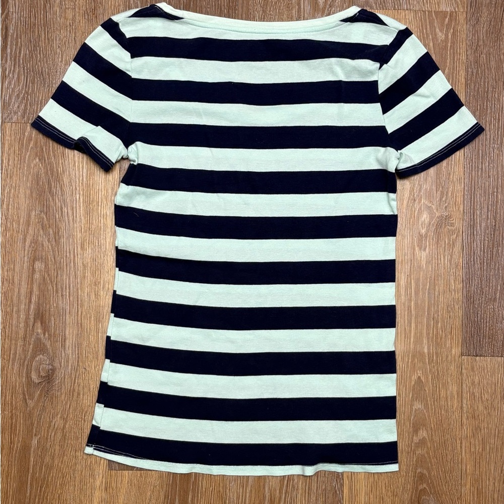 Merona navy and Mint Striped Scoop Neck Tee - Picture 2 of 4
